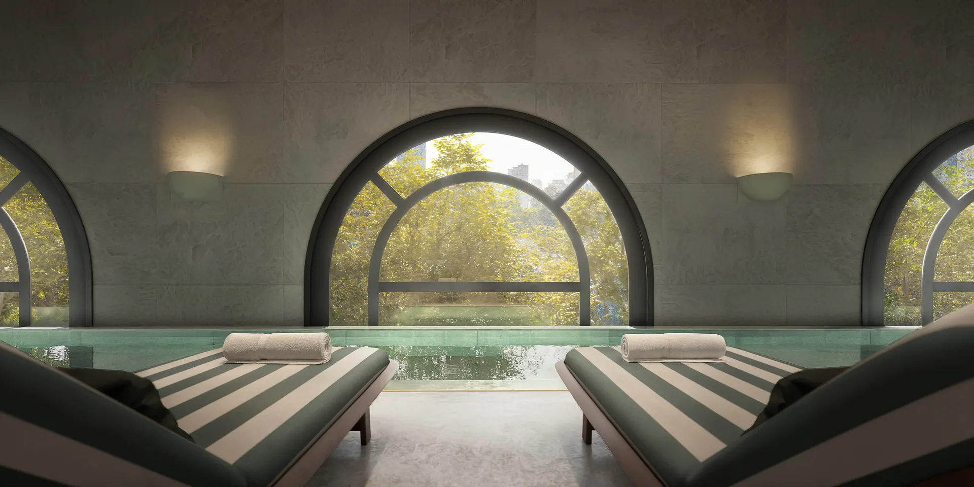 Detalhe da piscina coberta